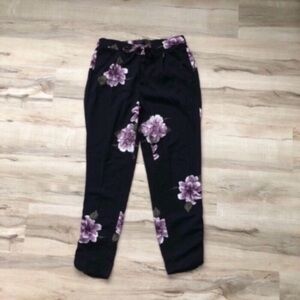 Dynamite Black Pants with Purple Floral Design